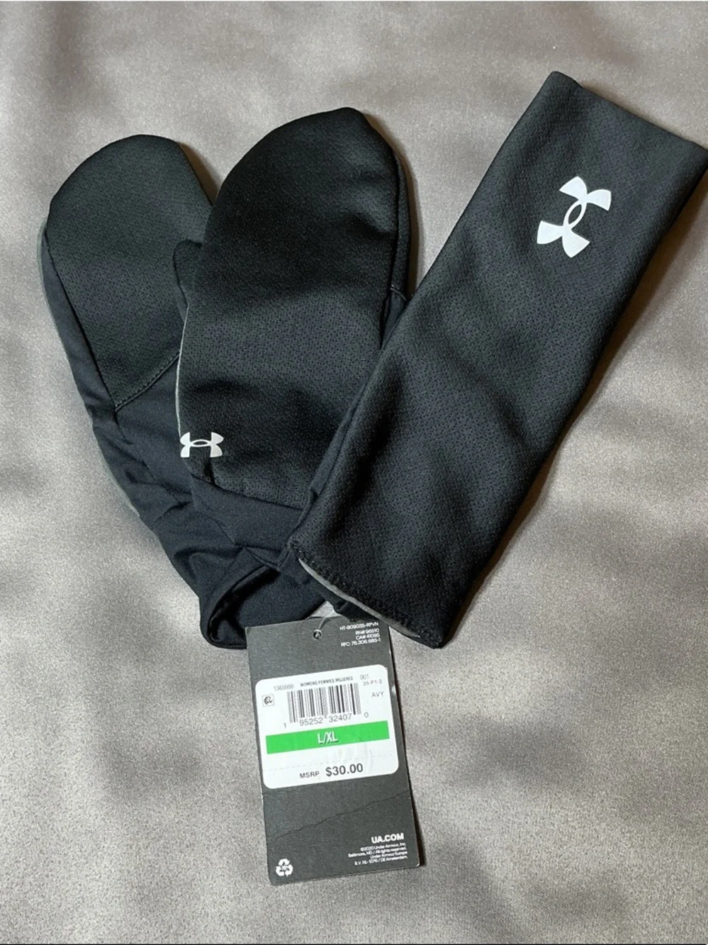Under Armour Black ColdGear Mittens and Headband Set